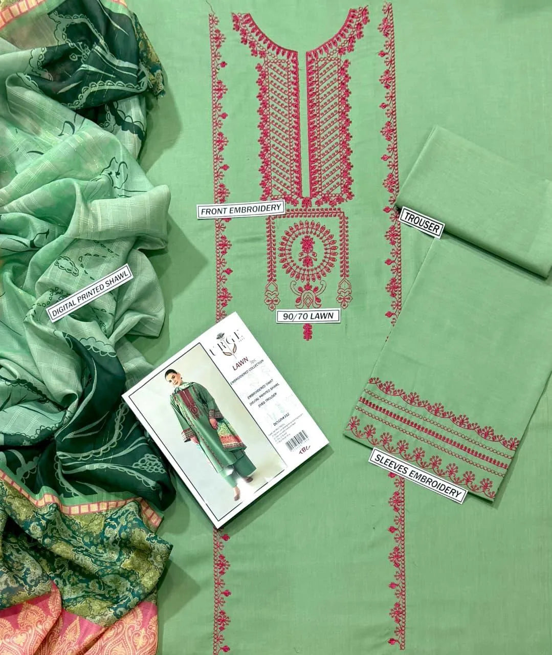 MOST HIT MIX DESIGNS 3 Pcs Unstitched Embroidered Suit
