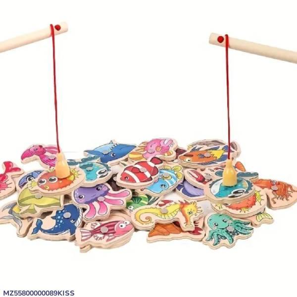 Magnetic Wooden Fish Toy Set for Kids Educational Play
