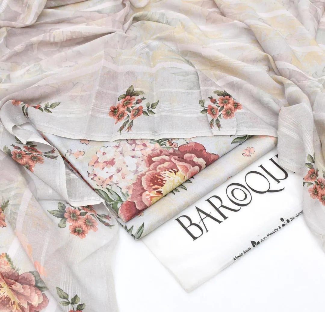 LAWAN 3P Embroidered Floral Gown Set for Women