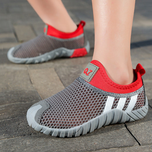 Kids Breathable Mesh Shoes Orange Navy 5-12Y