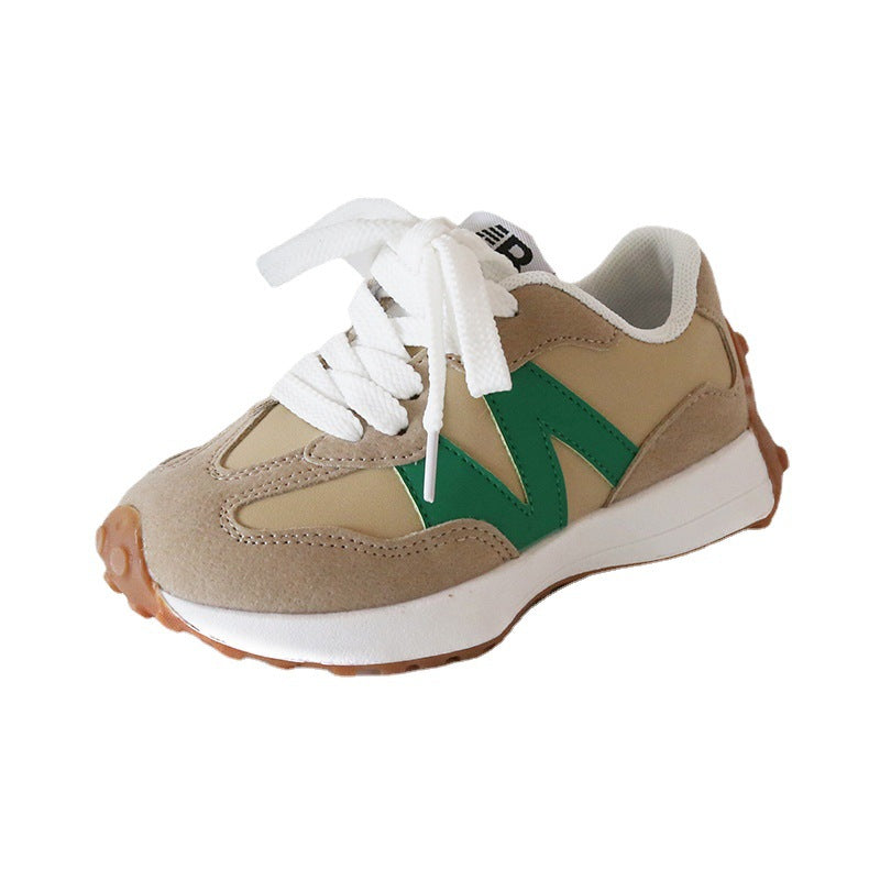Kids White Korean Lace-Up Sports Shoes for Girls