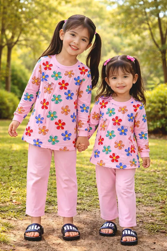 Summer Collection 2 Pcs Girl's Baby Doll Printed Shirt And Trouser