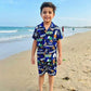 Boy's Orignal Dhanak Printed Shirt And Shorts Set