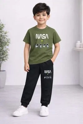 2 Pcs Boy's Cotton Printed Tracksuit