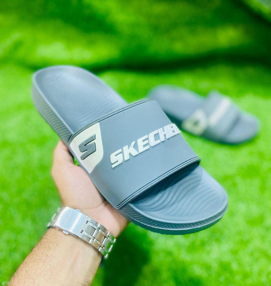 Men's Grey PU Leather Casual Slide Slippers Size 7-10