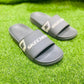 Men's Grey PU Leather Casual Slide Slippers Size 7-10