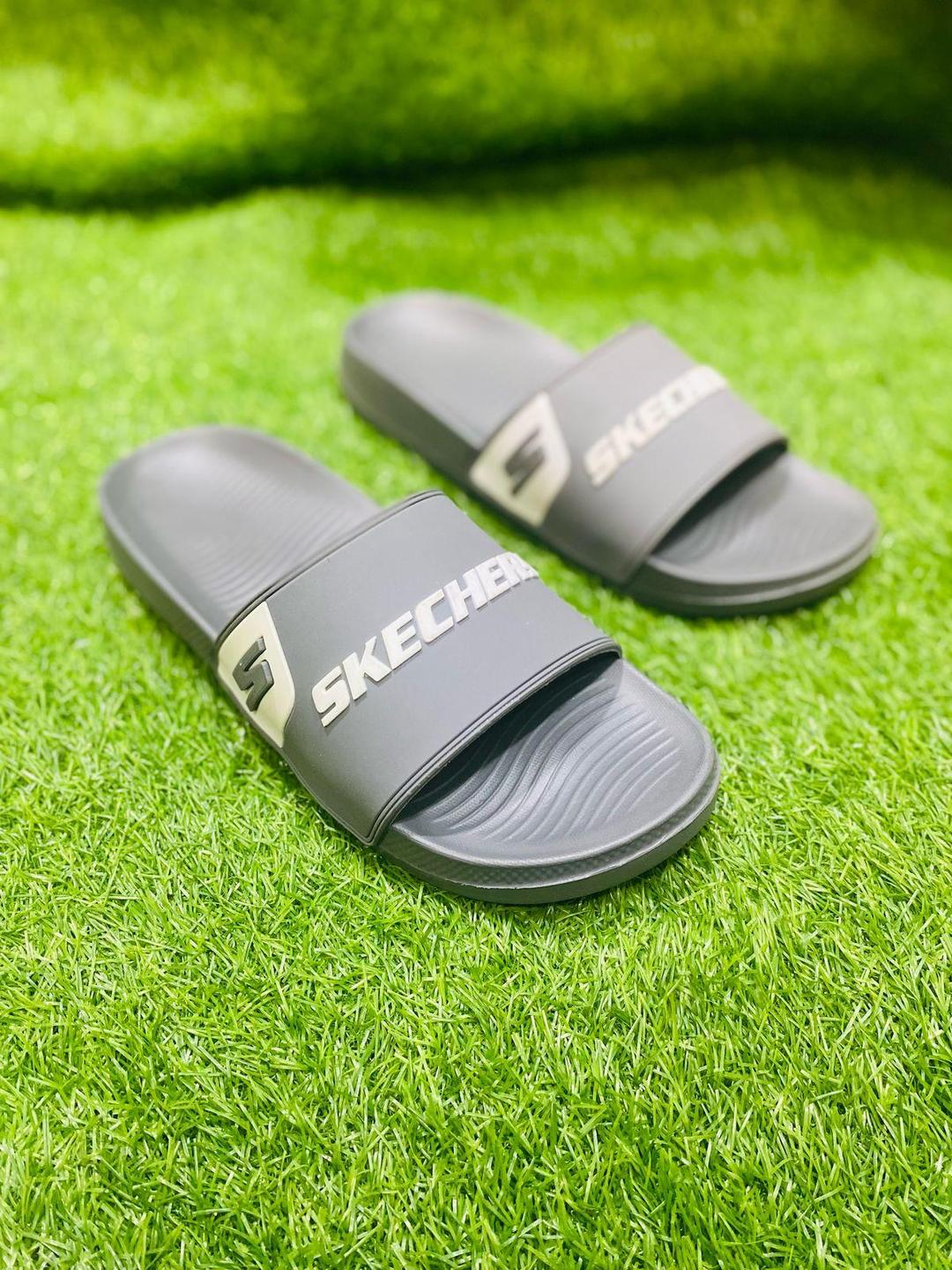 Men's Grey PU Leather Casual Slide Slippers Size 7-10