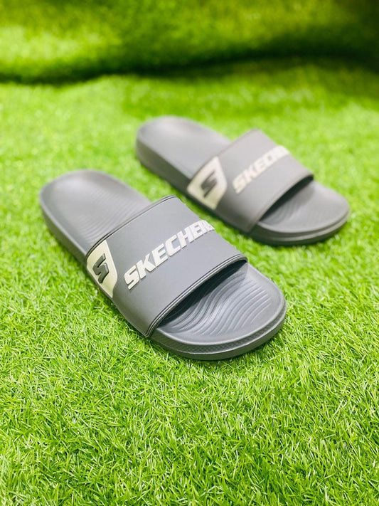 Men's Grey PU Leather Casual Slide Slippers Size 7-10