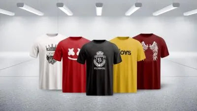 Men Printed T-Shirts Pack of 5 Multicolor Polyester