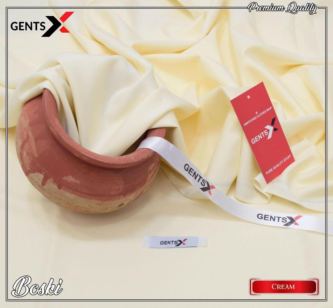 Premium Quality Boski Plain Suit Cream Unstitched