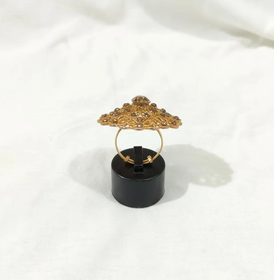 Golden Adjustable Ring for Women Wedding Party Wear