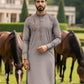 Unstitched Cotton Kurta Trouser Set Off-White Eid Wedding Suit