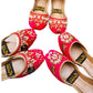 Women's Pink Velvet Rhinestone Fancy Khussa Shoes