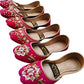 Women's Pink Velvet Rhinestone Fancy Khussa Shoes