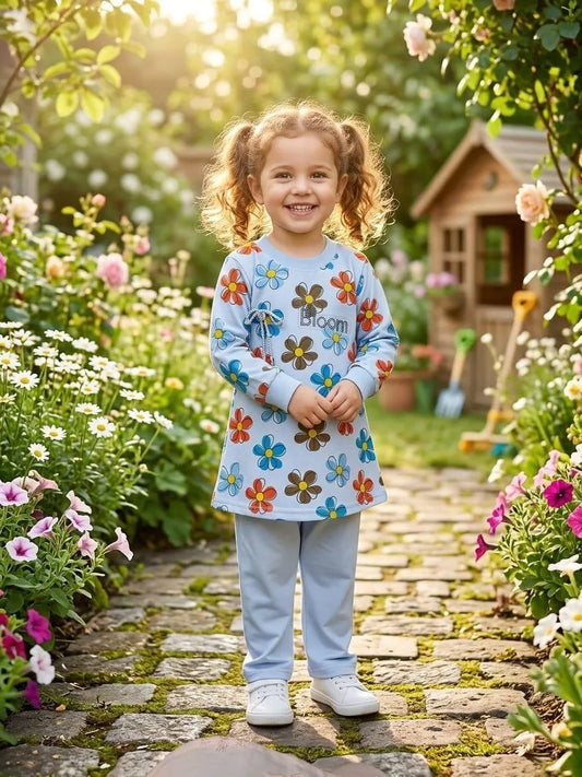 Summer Collection 2 Pcs Girl's Baby Doll Printed Shirt And Trouser