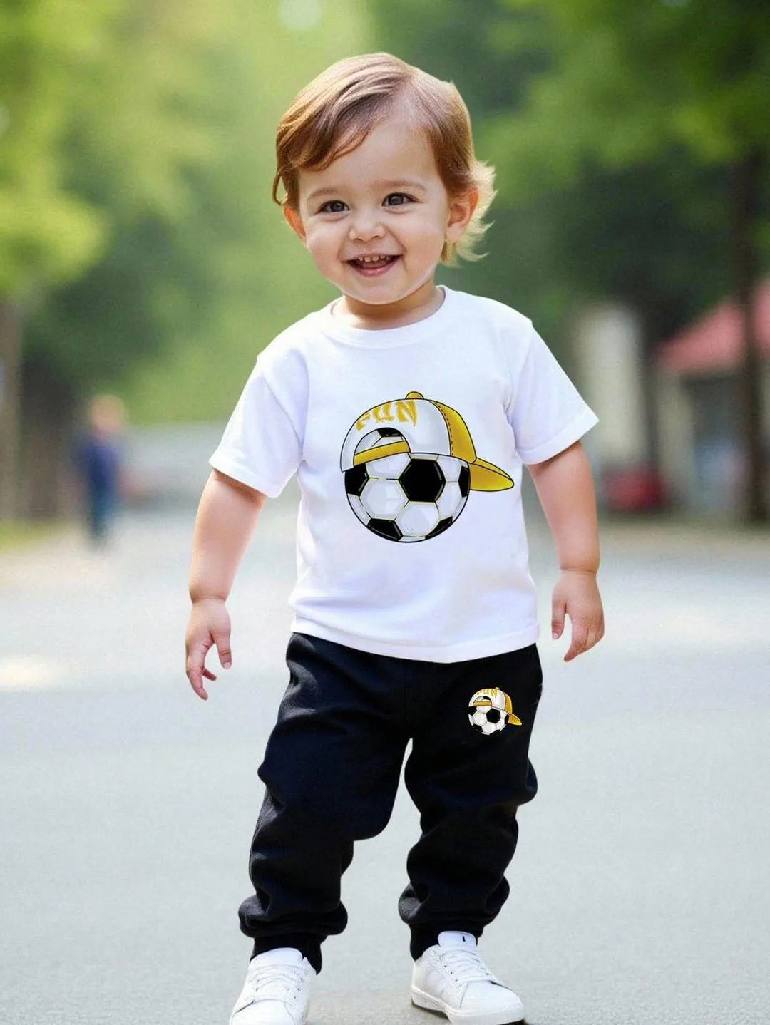 Boy's Printed Polyester Tracksuit White 1-12Yrs