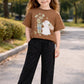 2 Pcs Girl's Cotton Printed Tracksuit