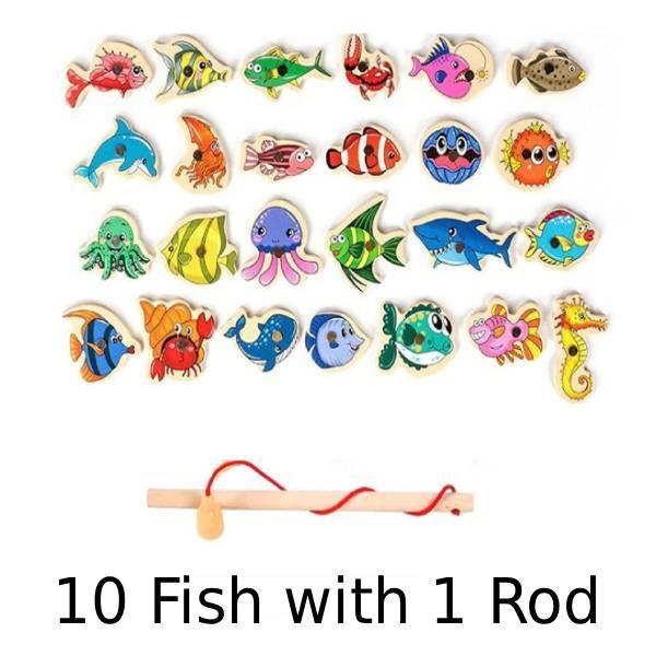 Magnetic Wooden Fish Toy Set for Kids Educational Play