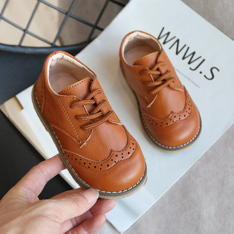 Kids Leather Shoes White Black Brown Lace Up Spring 2024