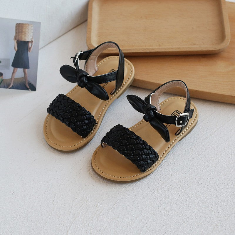 Girls Princess Bow Sandals Black Summer Wear