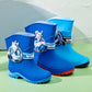 Children's Blue Rain Boots with Cat Design Non-Slip Sole